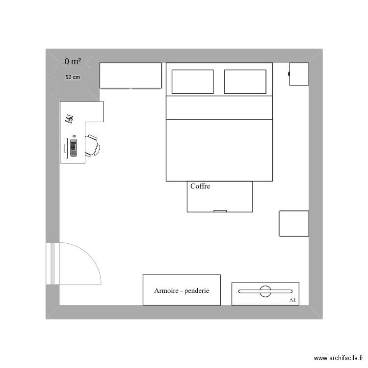 Chambre . Plan de 1 pièce et 0 m2