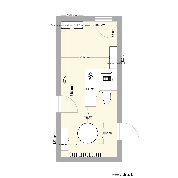 AMENAGEMENT BUREAU JOSE PROJET 1. Plan de 1 pièce et 22 m2