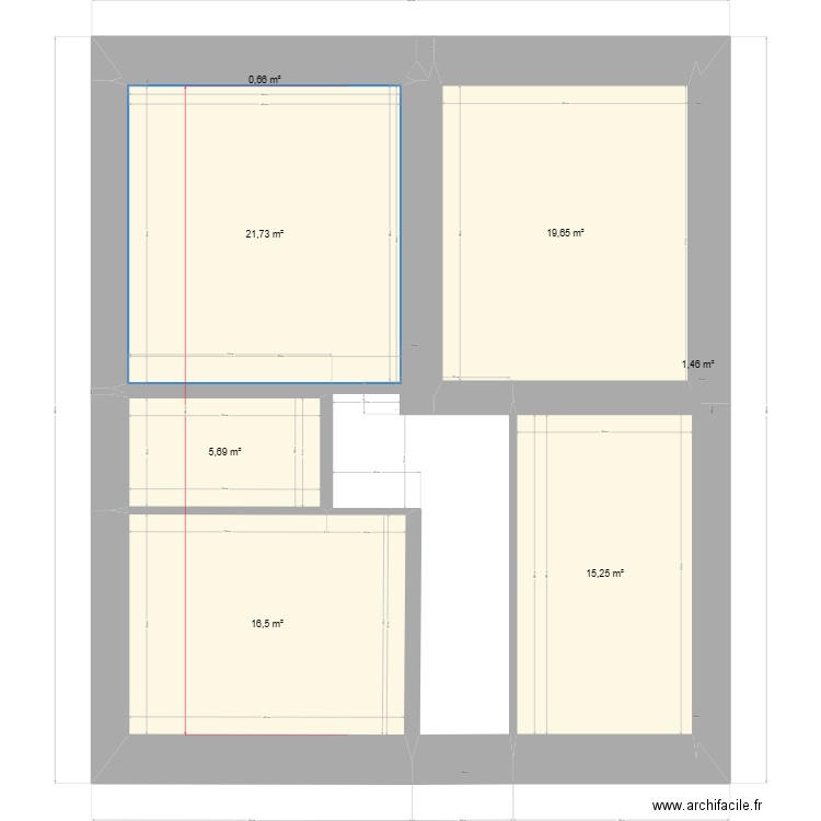 gite 1 1er debut. Plan de 7 pièces et 81 m2