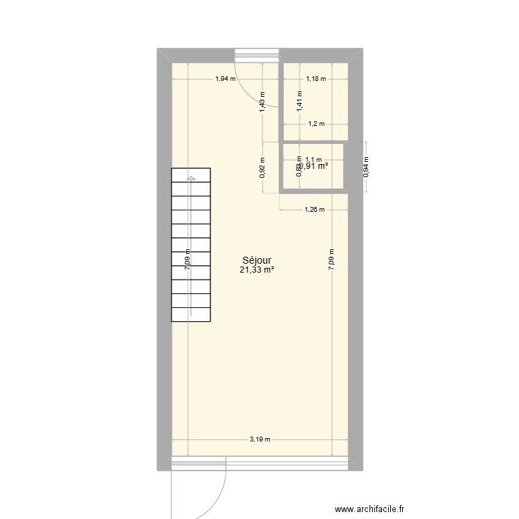 Duplex Chaillol. Plan de 2 pièces et 22 m2