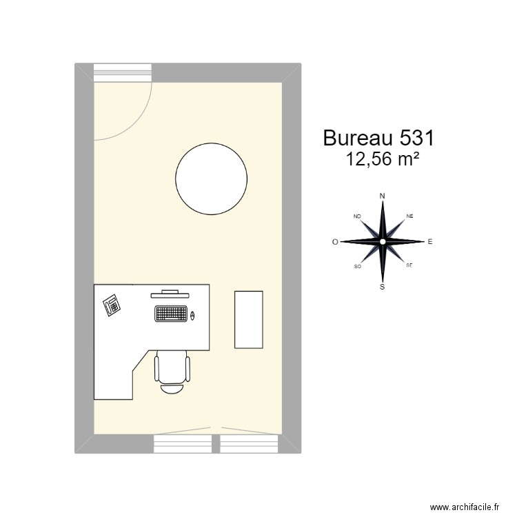 Bureau R 531. Plan de 1 pièce et 13 m2