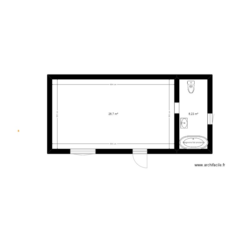 essai1. Plan de 2 pièces et 33 m2