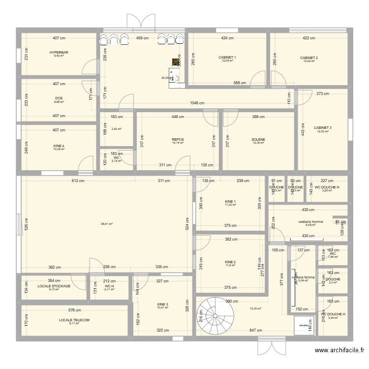 PIERRELAYE ETAGE 4 KINE. Plan de 35 pièces et 546 m2