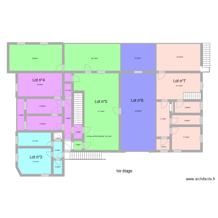 1er Etage SCIONZIER. Plan de 26 pièces et 284 m2