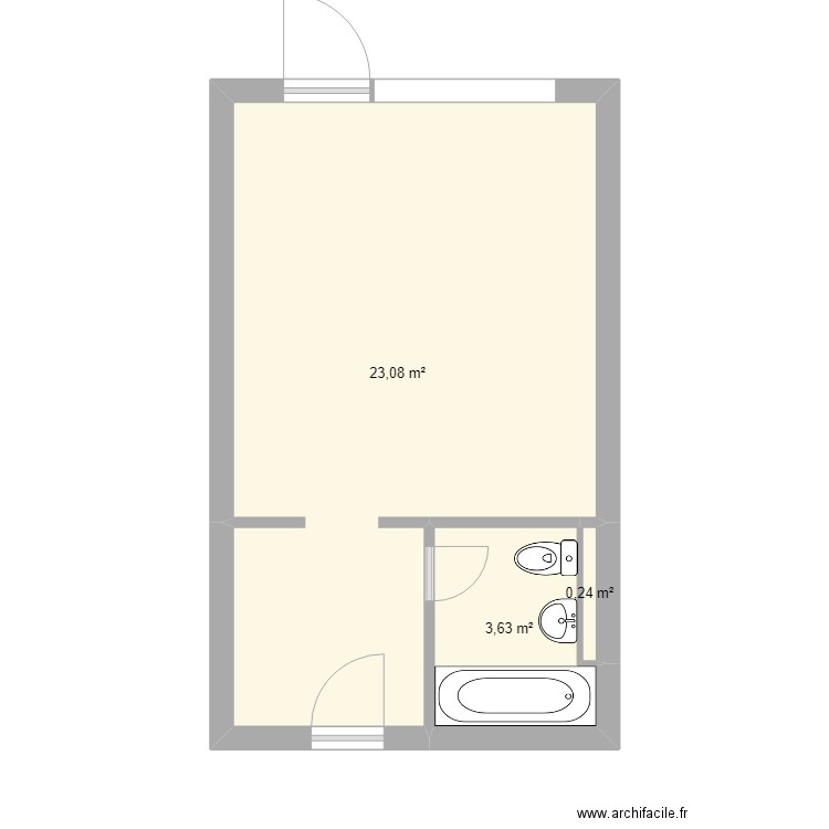 Studio Saas Fee. Plan de 3 pièces et 27 m2