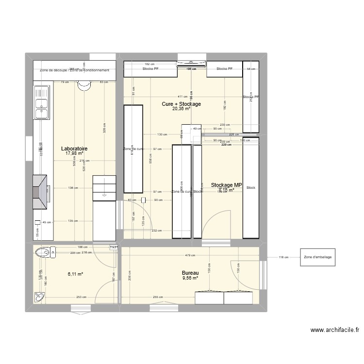 Projet 2. Plan de 5 pièces et 62 m2