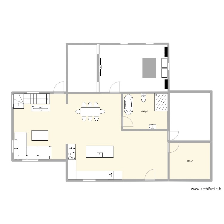 plan initial 1. Plan de 2 pièces et 19 m2