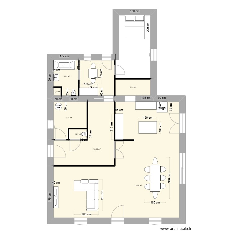 Maison dernier. Plan de 8 pièces et 118 m2