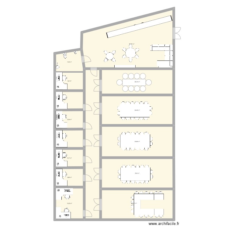 Bureau de fou. Plan de 12 pièces et 294 m2