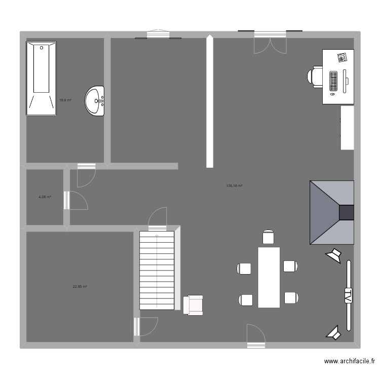 Maison interrieur. Plan de 4 pièces et 182 m2