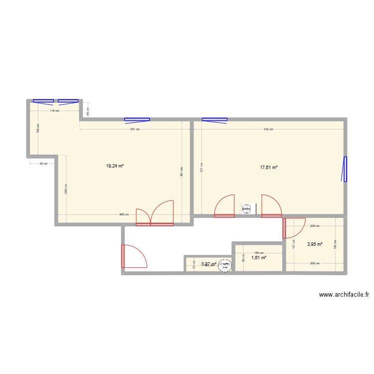 plan02. Plan de 5 pièces et 43 m2