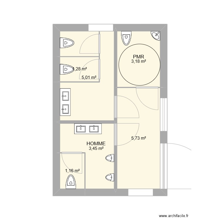 Plan V1. Plan de 6 pièces et 20 m2