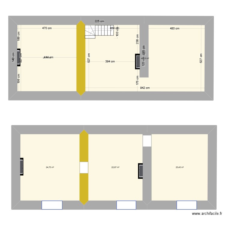 Maison combles. Plan de 5 pièces et 143 m2