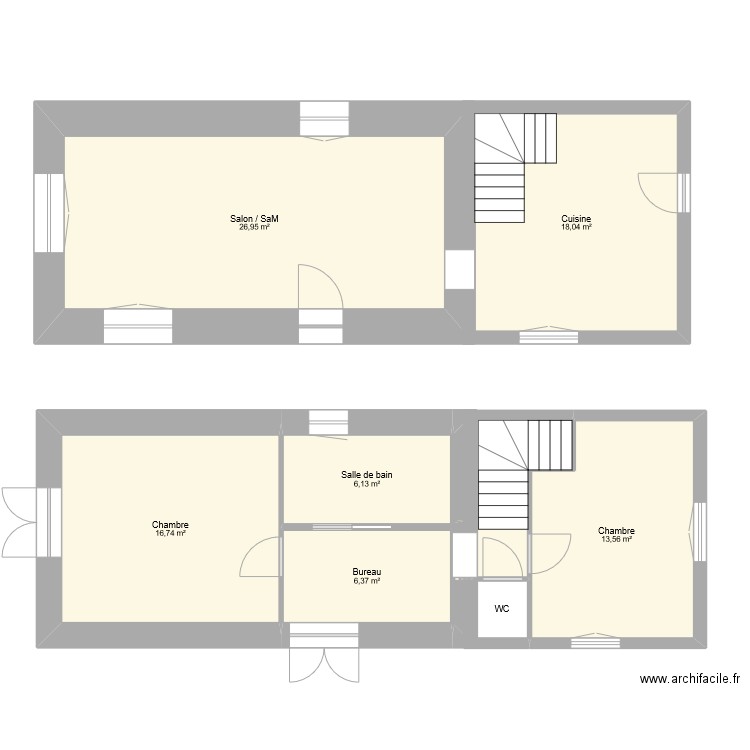 maison. Plan de 8 pièces et 93 m2