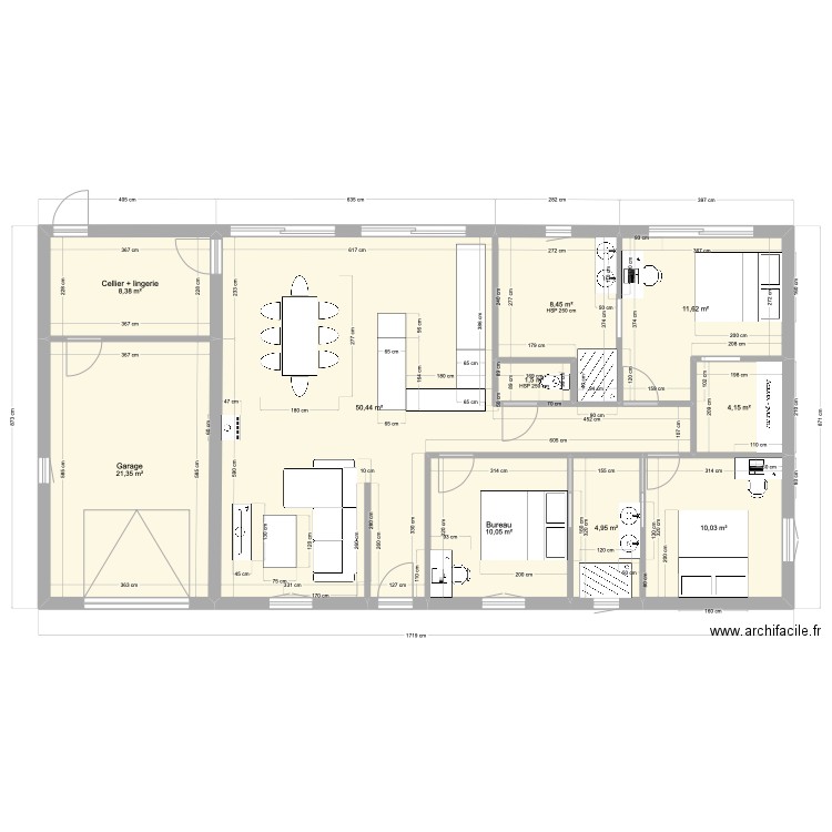 Idées maison ISSAM. Plan de 10 pièces et 131 m2