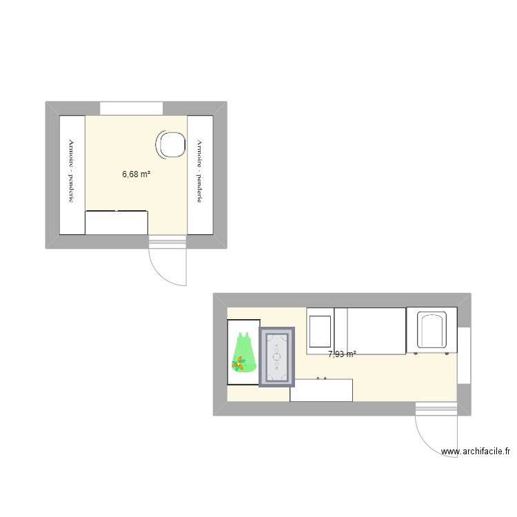 48 notre dame de lorette. Plan de 1 pièce et 7 m2