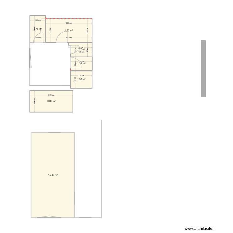 ROC. Plan de 7 pièces et 30 m2