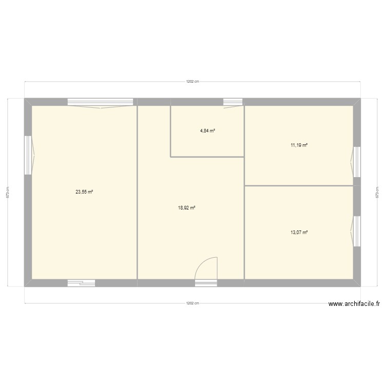 Lemoine. Plan de 5 pièces et 72 m2