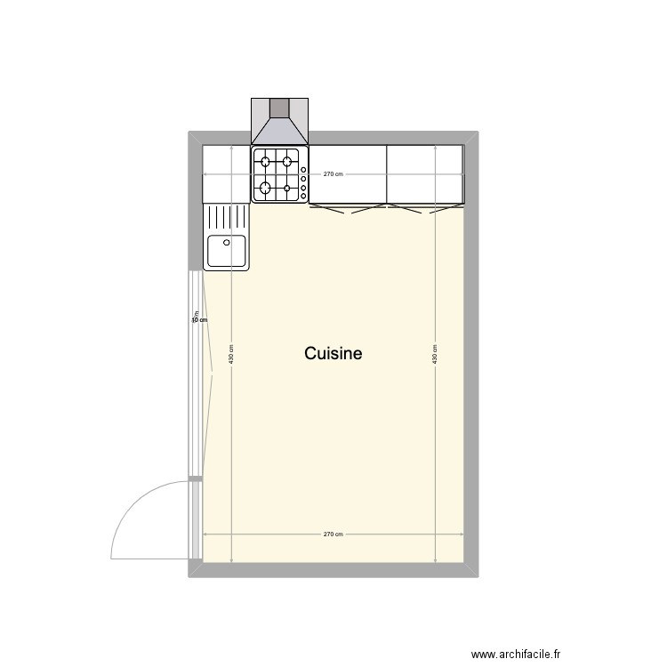 Cuisine Defrêcheux. Plan de 1 pièce et 12 m2