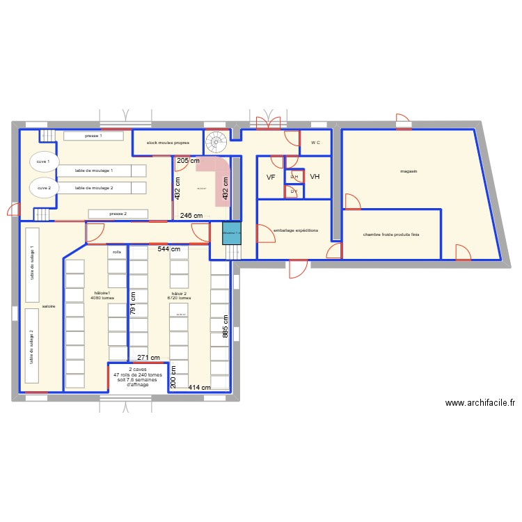 plan fromagerie de javernac ouvertures. Plan de 19 pièces et 790 m2