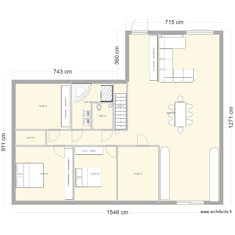 essai 1. Plan de 9 pièces et 148 m2