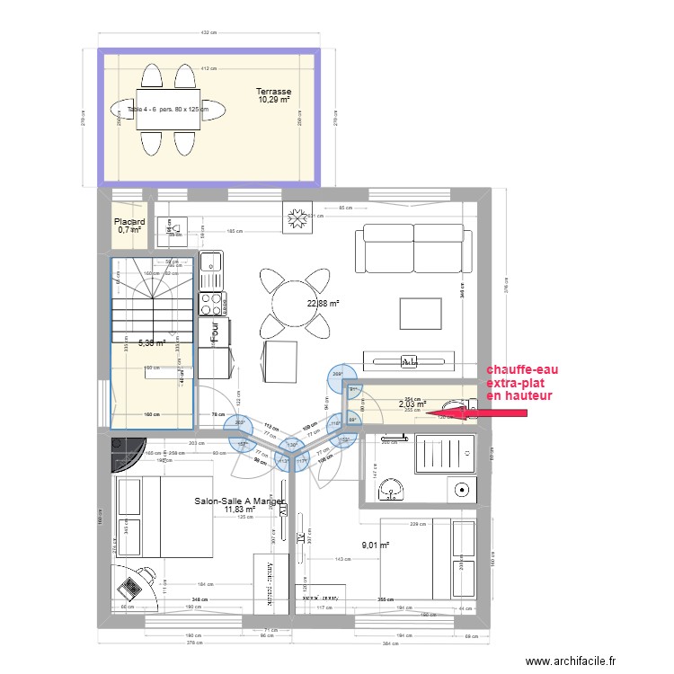 immeuble1 1er/2ème  V4  sol b T3. Plan de 7 pièces et 62 m2