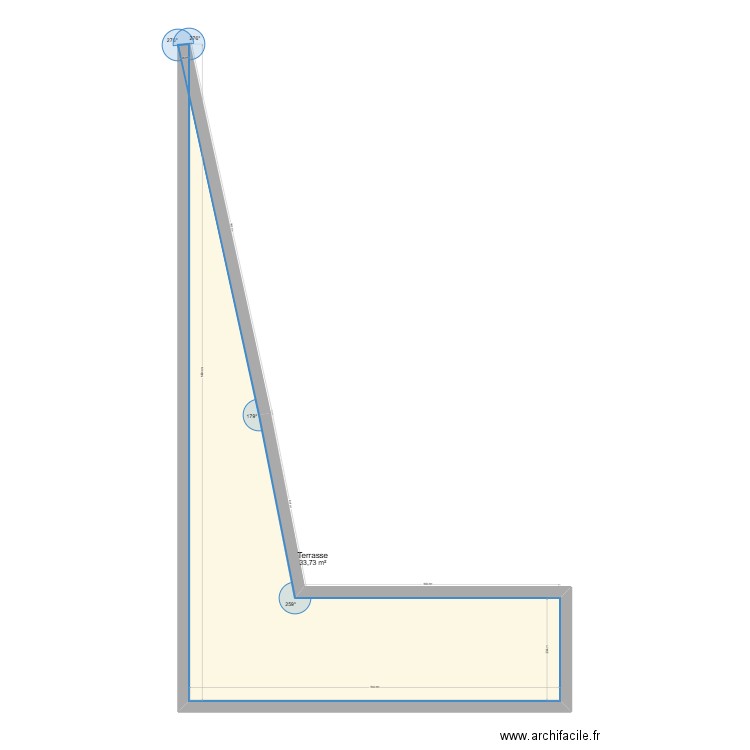 Terrasse. Plan de 1 pièce et 34 m2