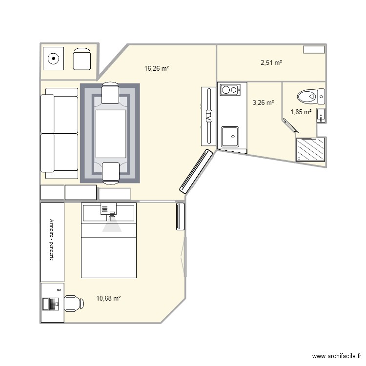 PNation. Plan de 5 pièces et 35 m2