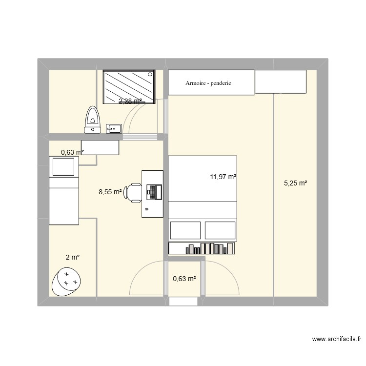 Initial5. Plan de 7 pièces et 31 m2