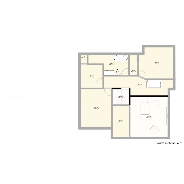 Sheralain 2. Plan de 16 pièces et 189 m2