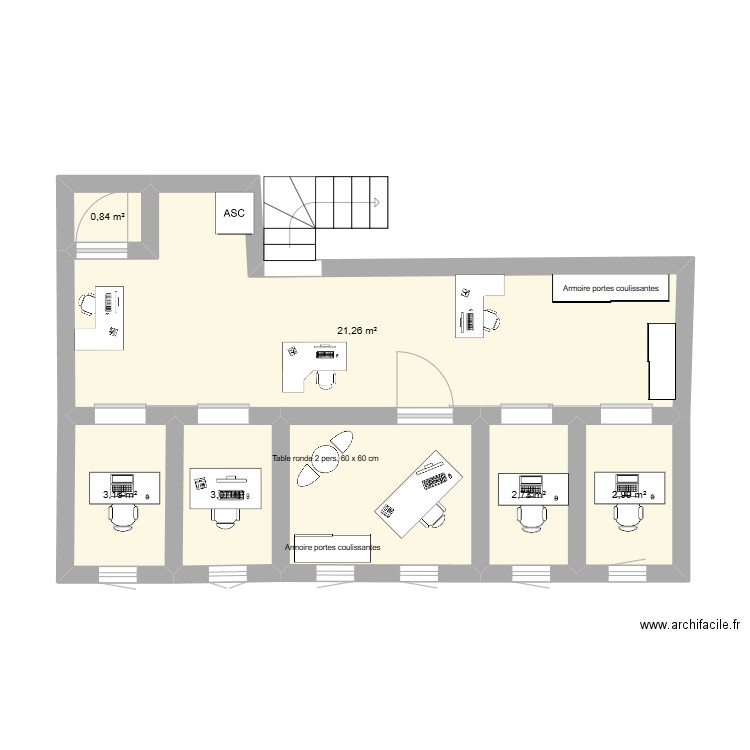 BUREAUX DIRECTION. Plan de 7 pièces et 40 m2