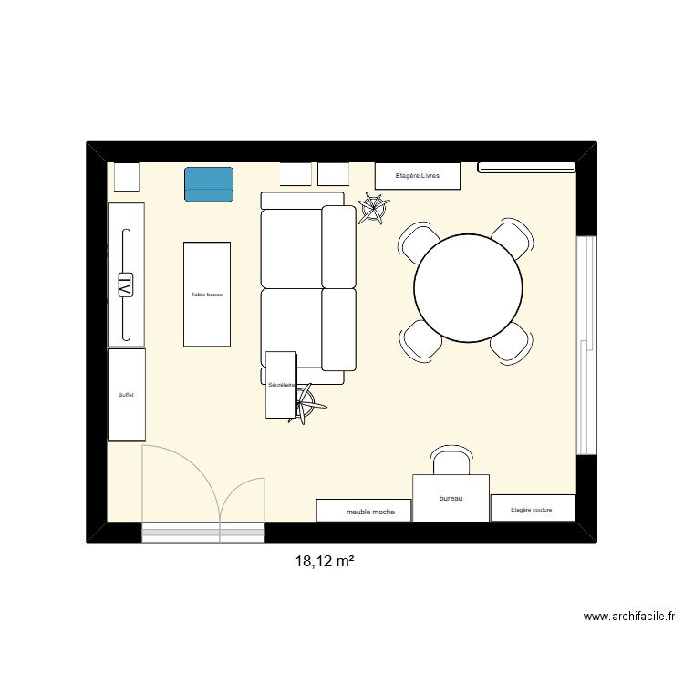 Salon 1. Plan de 1 pièce et 18 m2