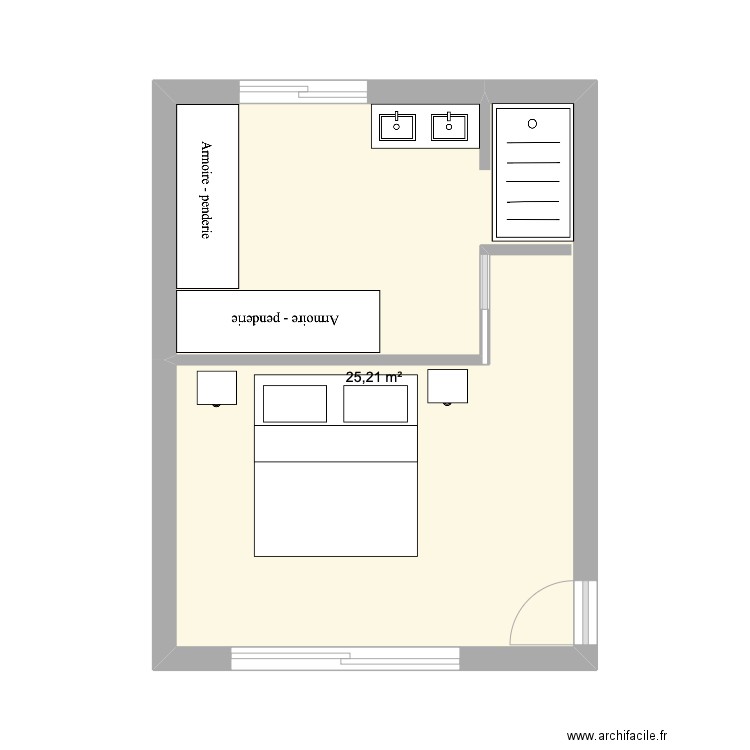 CHAMBRE . Plan de 1 pièce et 25 m2