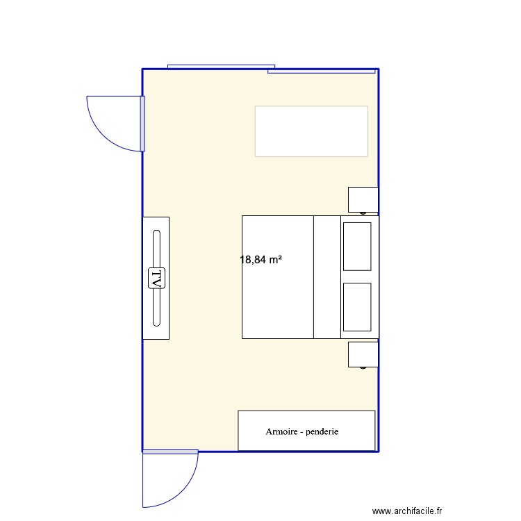 CHAMBRE. Plan de 1 pièce et 19 m2