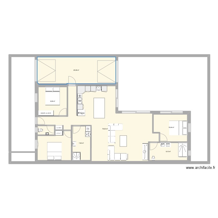 maison 7. Plan de 6 pièces et 173 m2