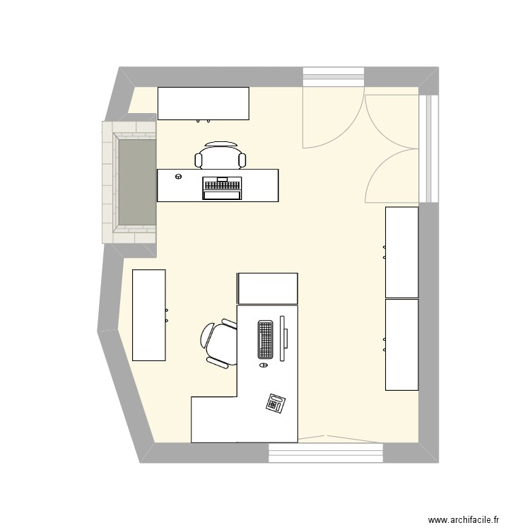 Guillemette. Plan de 1 pièce et 17 m2