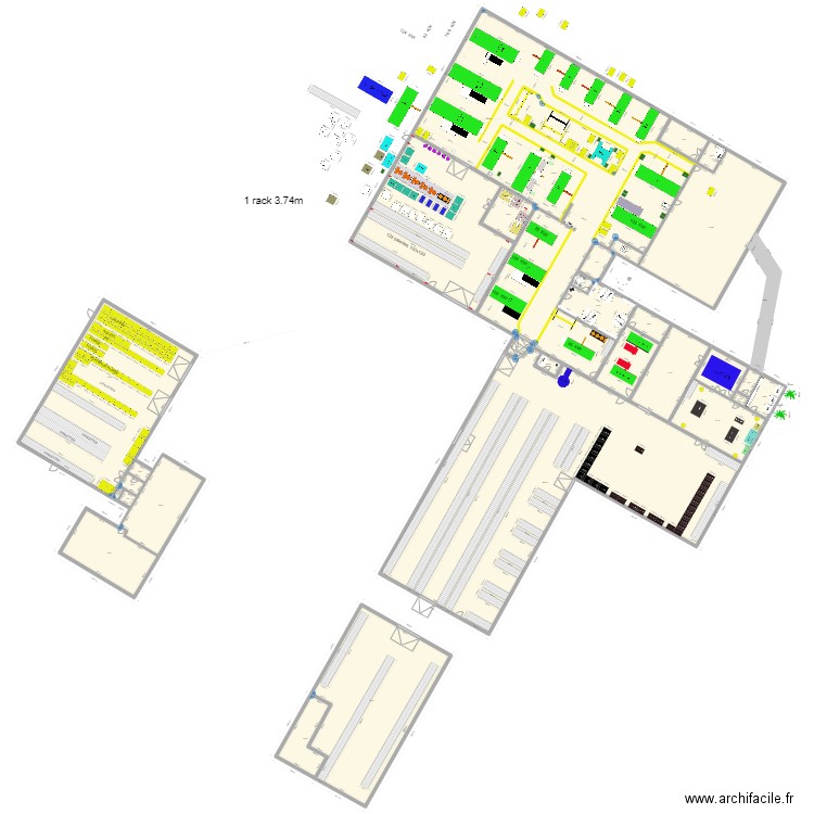 projet 3x300T. Plan de 31 pièces et 3608 m2