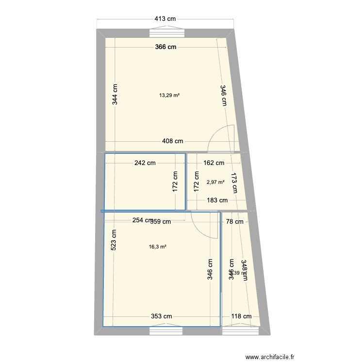 niveau 3 felletin vide 2. Plan de 4 pièces et 36 m2