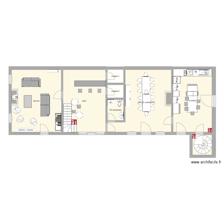 Le Clos Monavel - RDC. Plan de 8 pièces et 122 m2