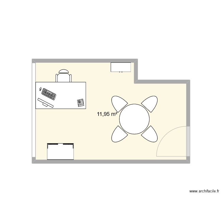 Bureau Emilie. Plan de 1 pièce et 12 m2