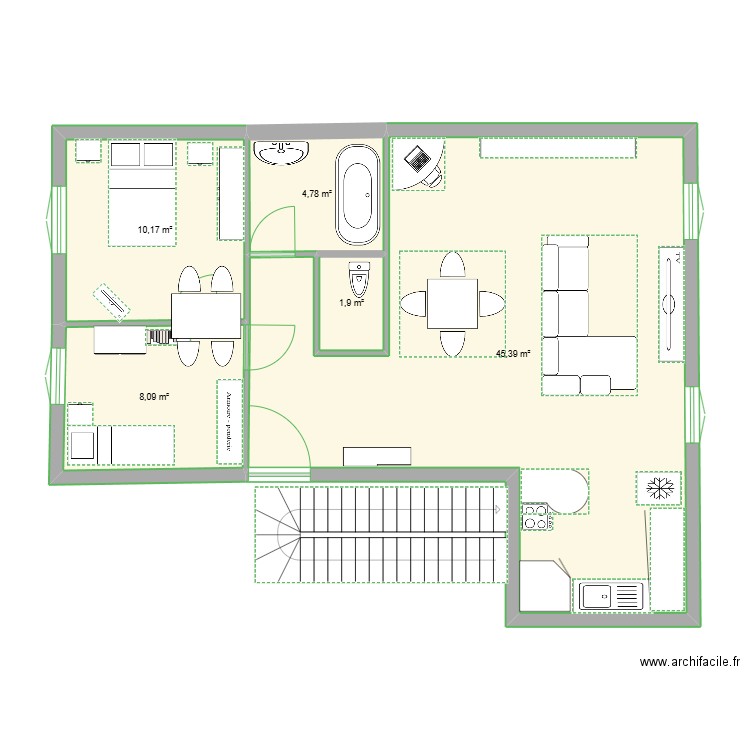 teste. Plan de 5 pièces et 70 m2