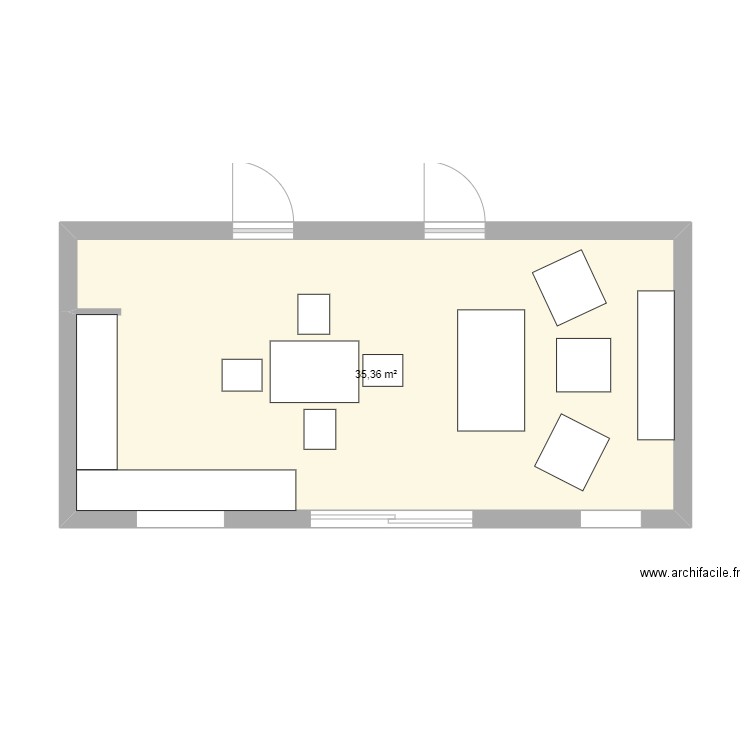 PIECE DE VIE STELLA. Plan de 1 pièce et 35 m2