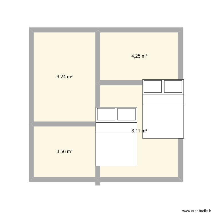 djams junior. Plan de 4 pièces et 22 m2