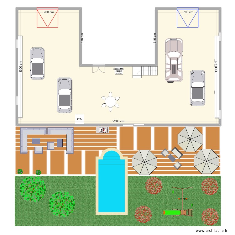 garage habitable . Plan de 4 pièces et 478 m2