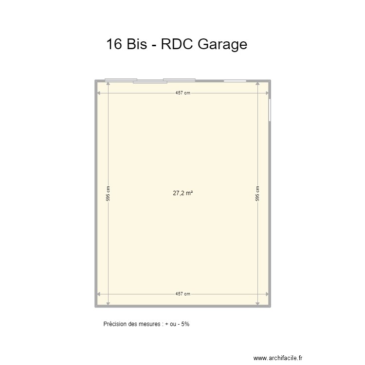 16 bis - RDC Garage. Plan de 1 pièce et 27 m2