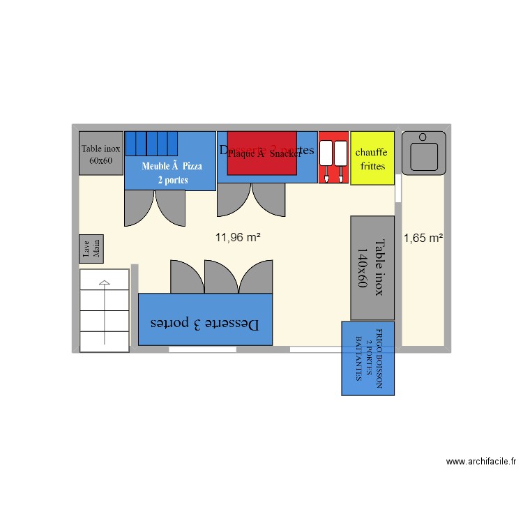 CVS. Plan de 2 pièces et 14 m2