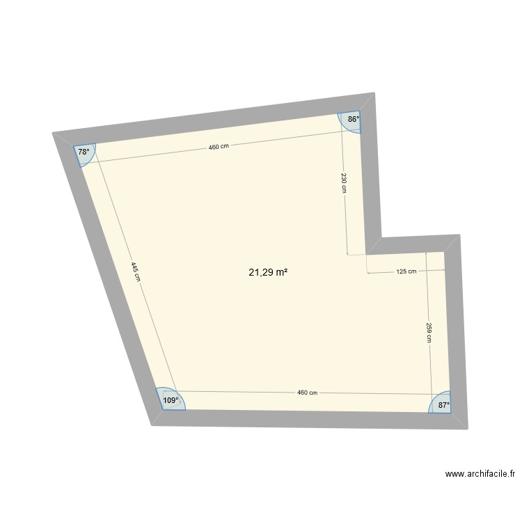 CHB. Plan de 1 pièce et 21 m2