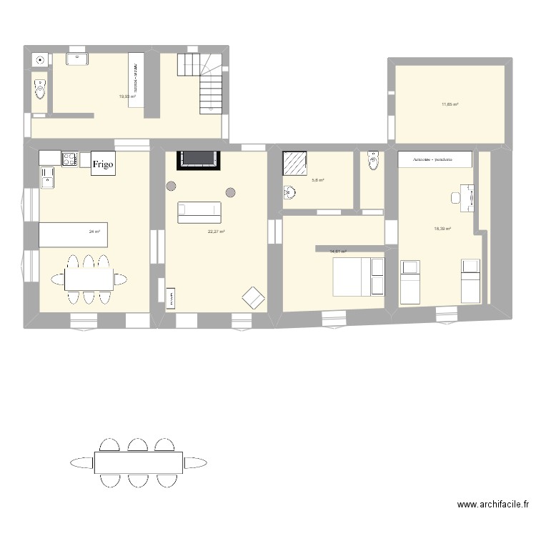 Plan étage 1 V2. Plan de 7 pièces et 116 m2