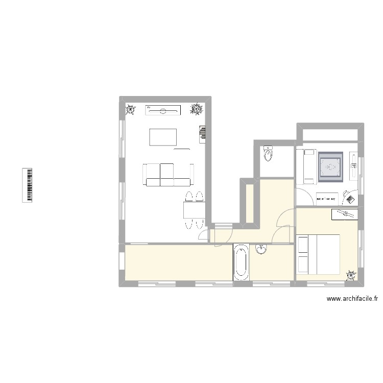 Appart. Plan de 5 pièces et 28 m2