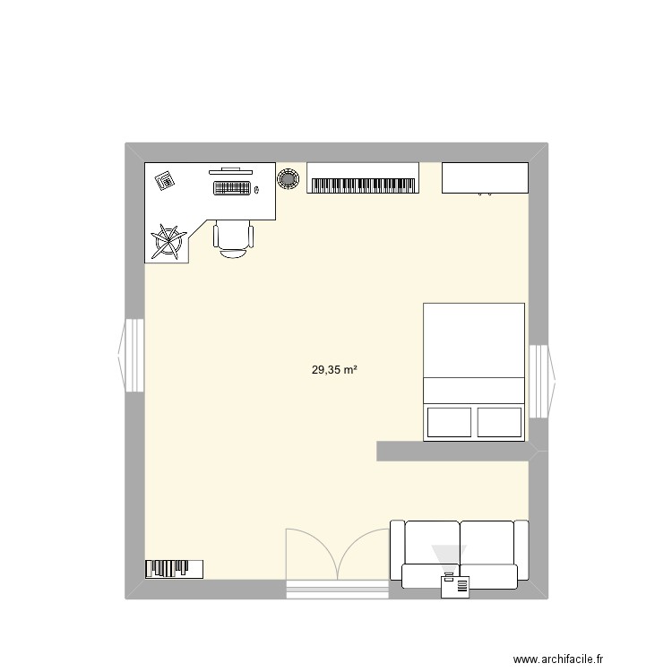 Bibliothèque . Plan de 1 pièce et 29 m2